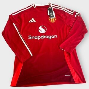 Adidas Manchester United 24/25 Long Sleeve Home Jersey Men Slim Fit Large IT1971